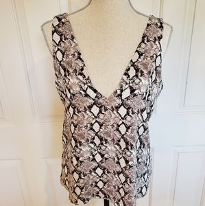 Leith Snake Print Deep V Front Tank